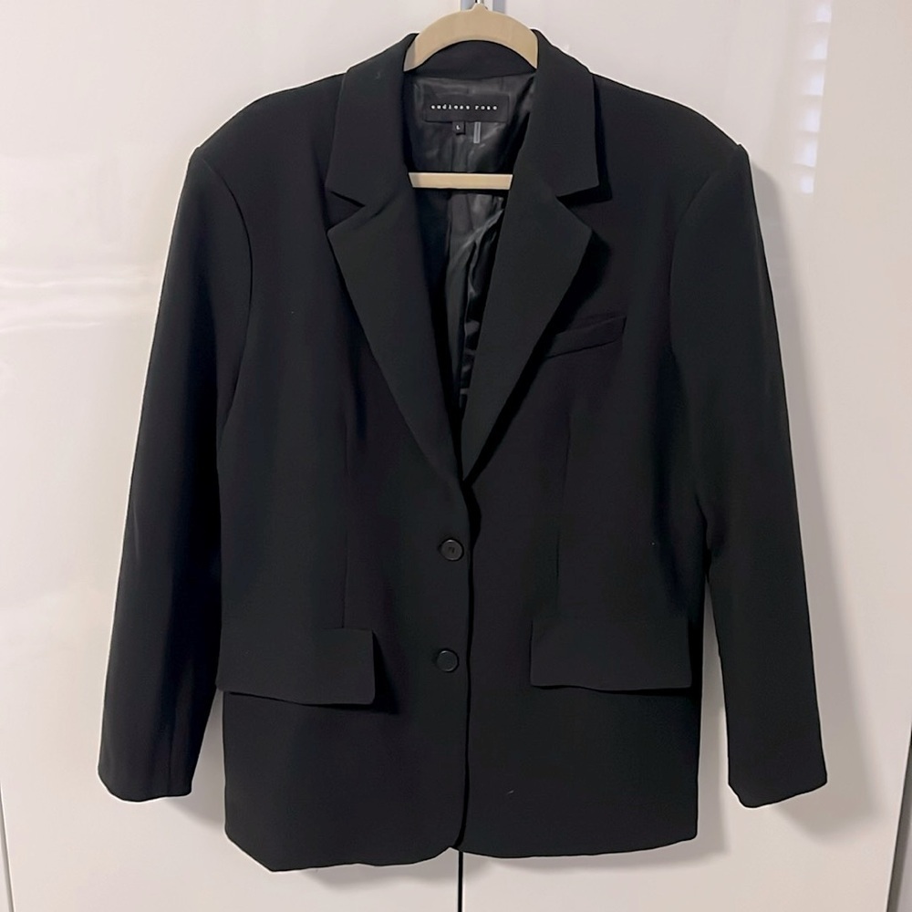 ENDLESS ROSE NWOT Black Oversized Blazer Pockets Lined, Size L